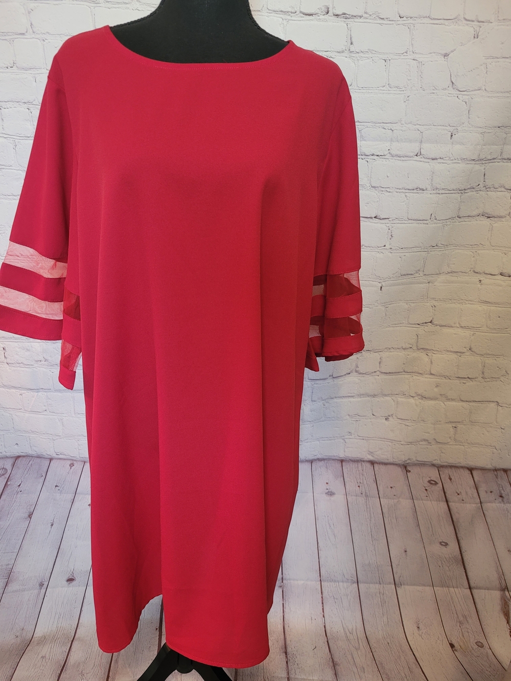 Red Half Bell Sleeve Size XL Shift Dress Party Event Holiday